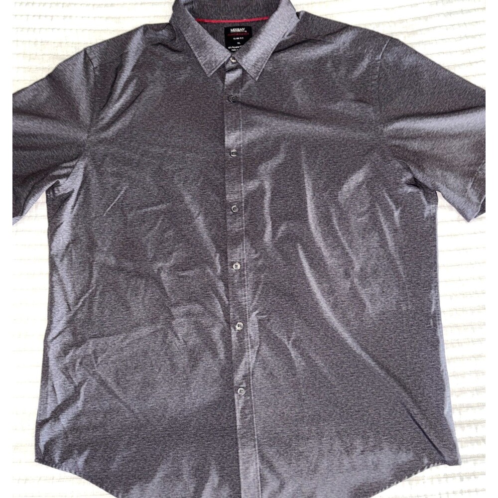 Mix & NY Men's Performance Slim Fit Gray Short Sleeve Button Up Shirt Size XL
